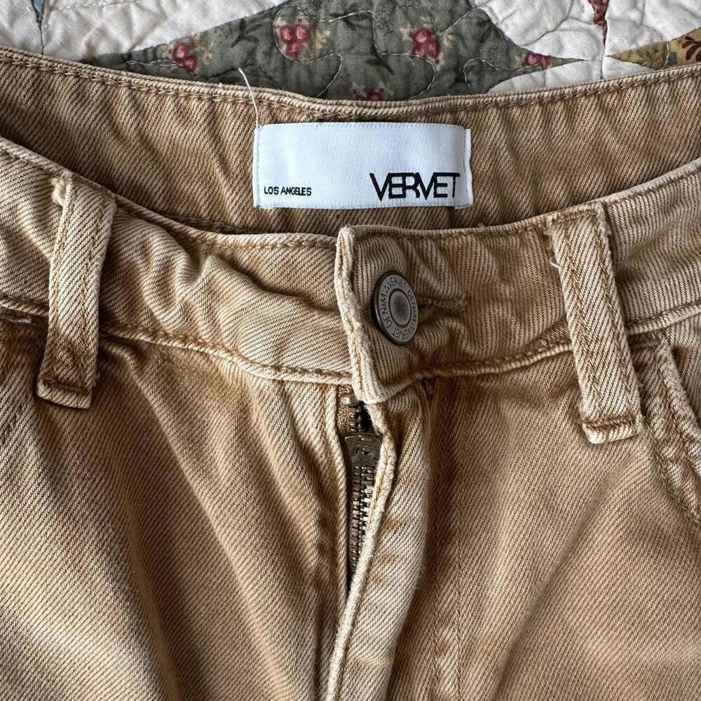 Vervet Kiss Of California - Super High Rise 90's Vintage Crop Flare Jeans Tan - Picture 5 of 8